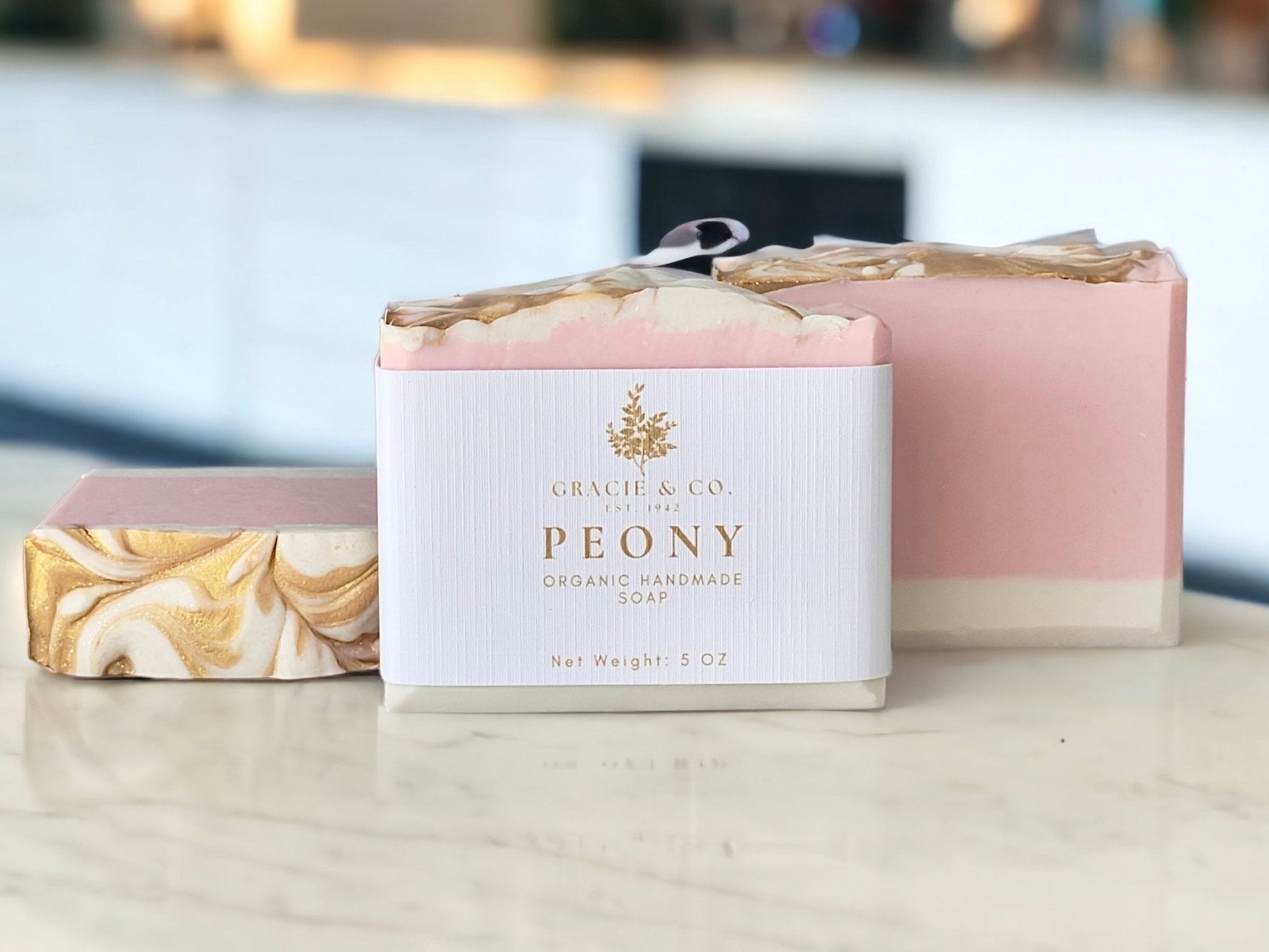 Pink Peony Shea Butter Soap Emerald Tulsi