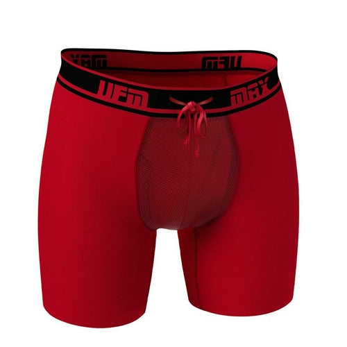 UFM Boxer Brief 6" red polyester, MAX Support, moisture-wicking underwear for men.