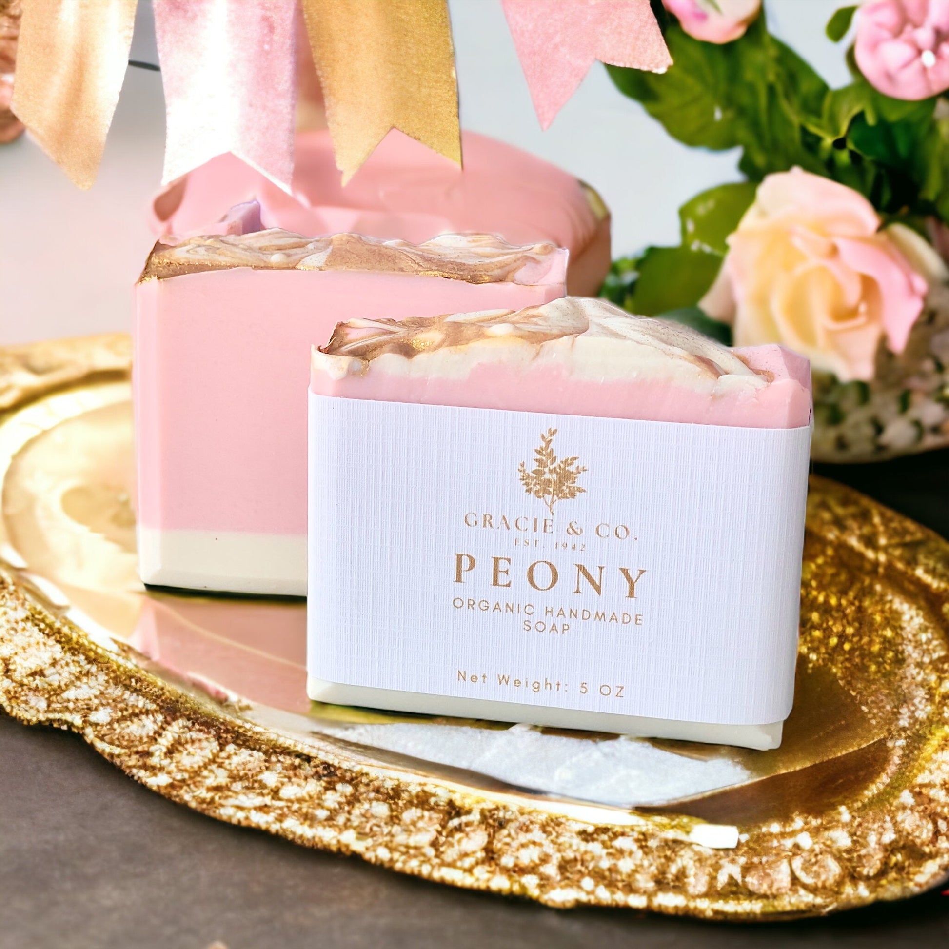 Pink Peony Shea Butter Soap Emerald Tulsi