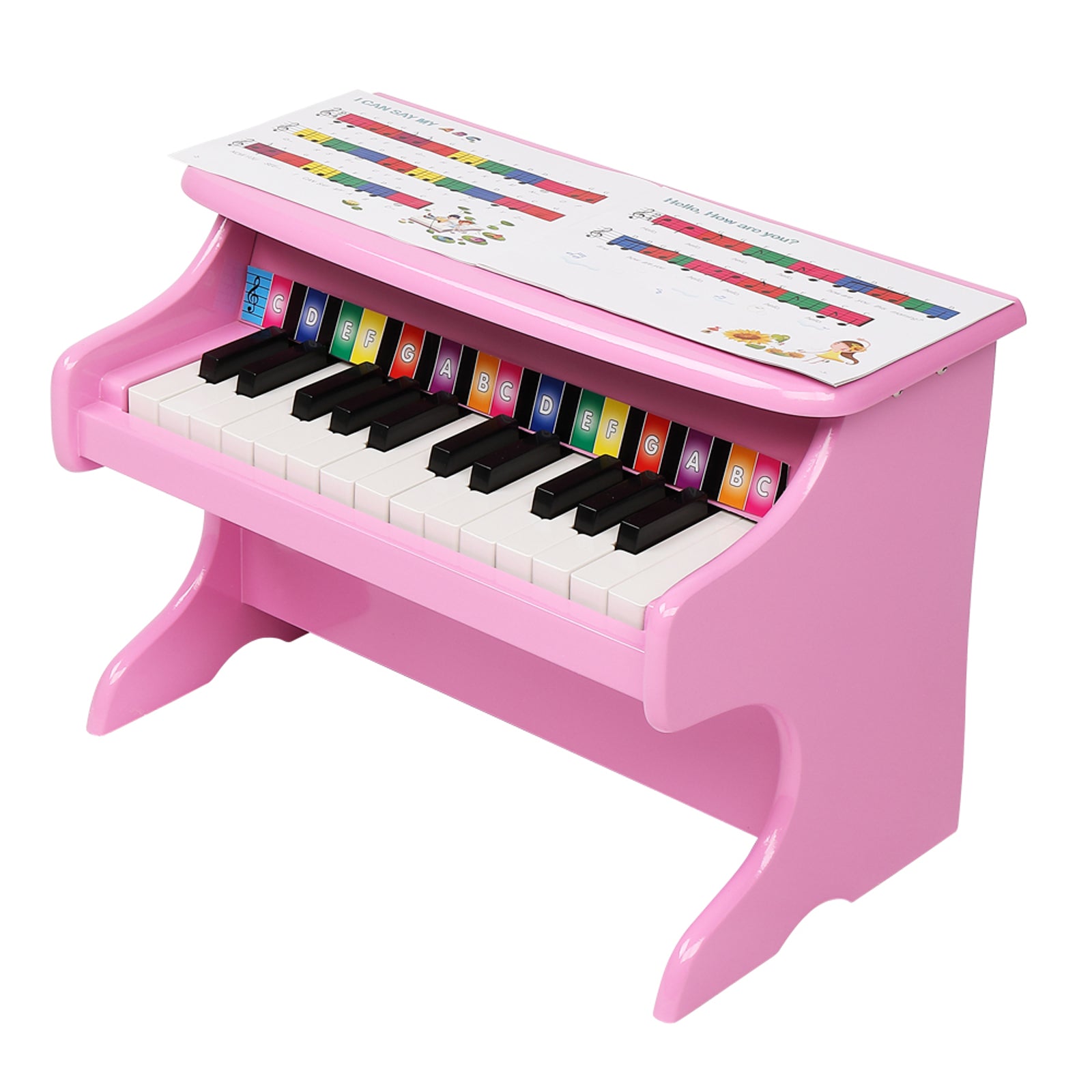 Wooden Toys: 25-key Children's Wooden Piano / Vertical (without Chair) Mechanical Sound Quality Pink 6cc08b-1a