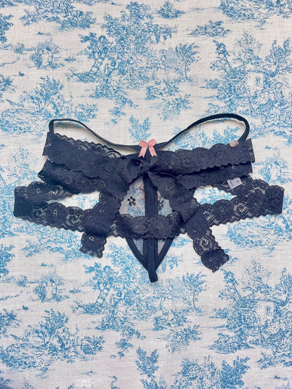 Black Lace Tie Panty Salmon Misty