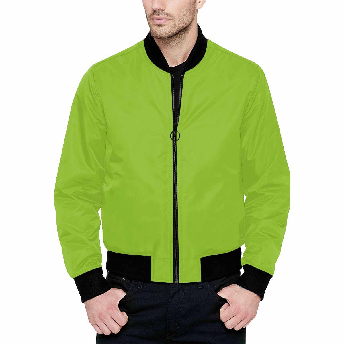 Mens Jacket, Yellow Green and Black Bomber Jacket Grey Coco