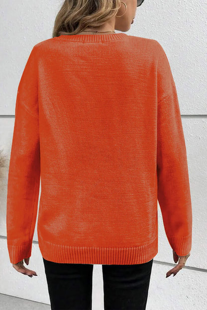 BOO Round Neck Long Sleeve Sweater Trendsi