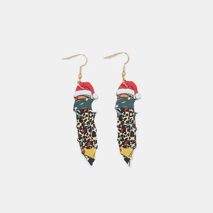 PU Leather Alloy Pencil Earrings PU Leather Alloy Earrings