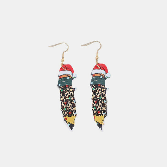 PU Leather Alloy Pencil Earrings PU Leather Alloy Earrings