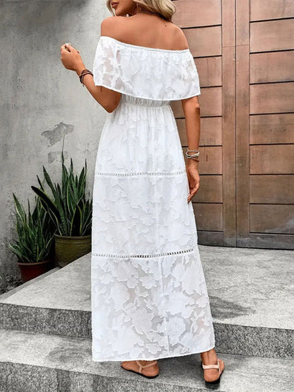 Off-Shoulder Short Sleeve Maxi Dress Trendsi