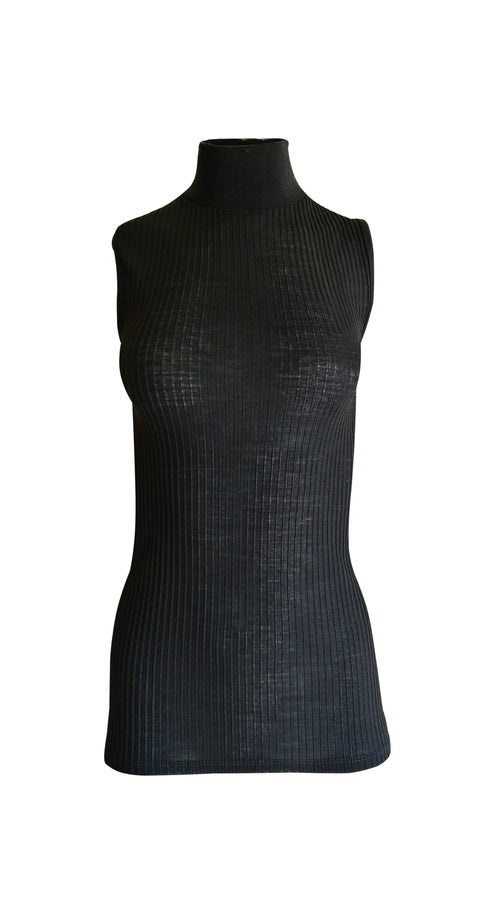 EGI Exclusive Collections Merino Wool Blend Mock Neck Sleeveless Top. Byzantium Hemera