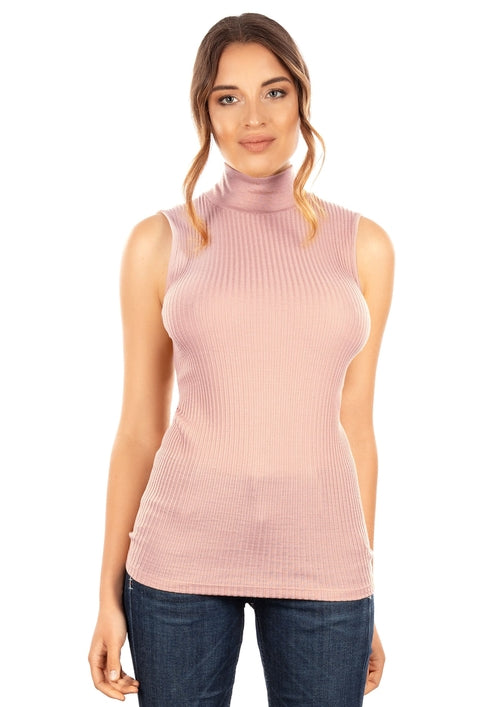 EGI Exclusive Collections Merino Wool Blend Mock Neck Sleeveless Top. Byzantium Hemera