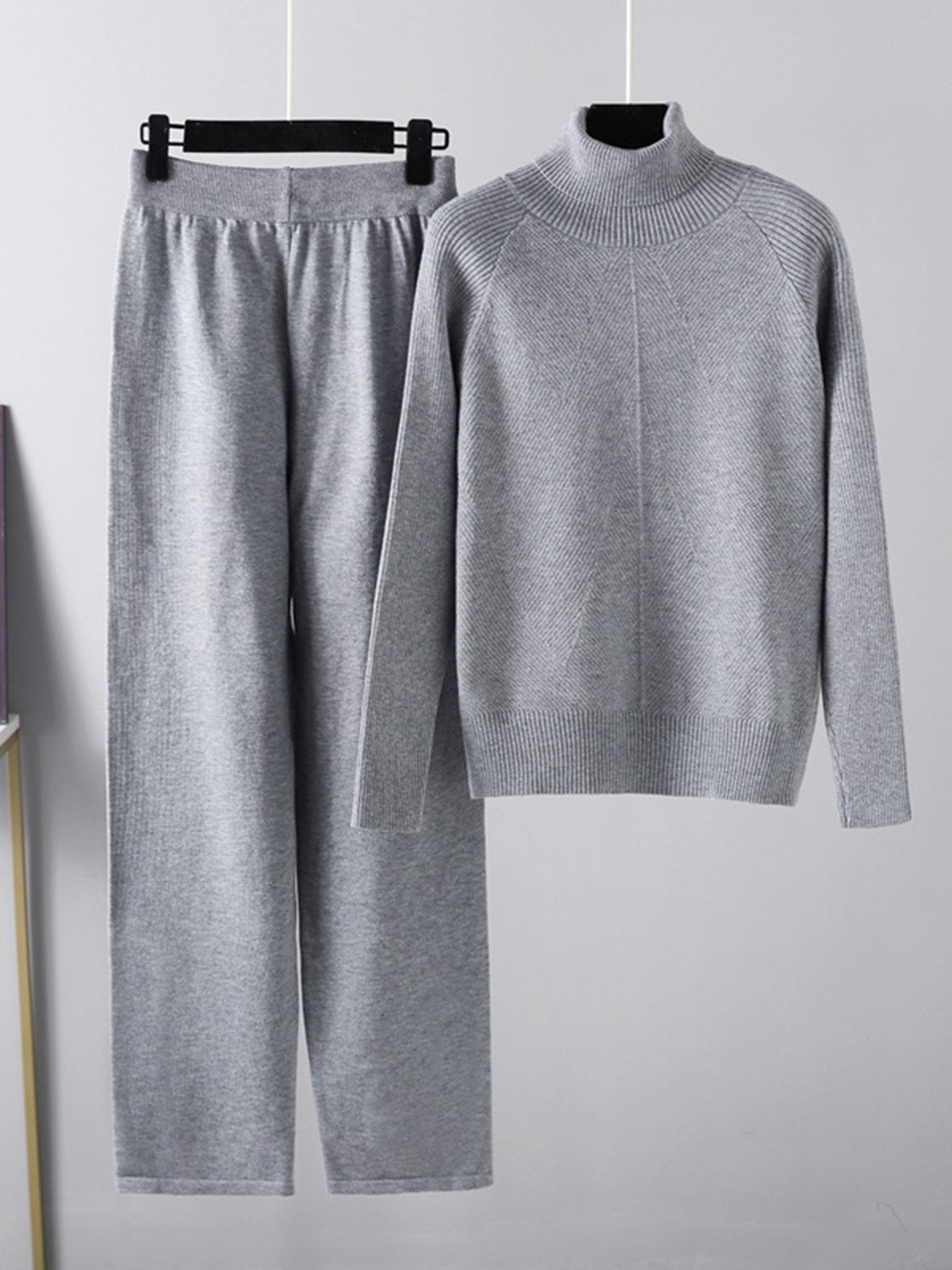 Basic Bae Turtleneck Raglan Sleeve Top and Pants Sweater Set Trendsi