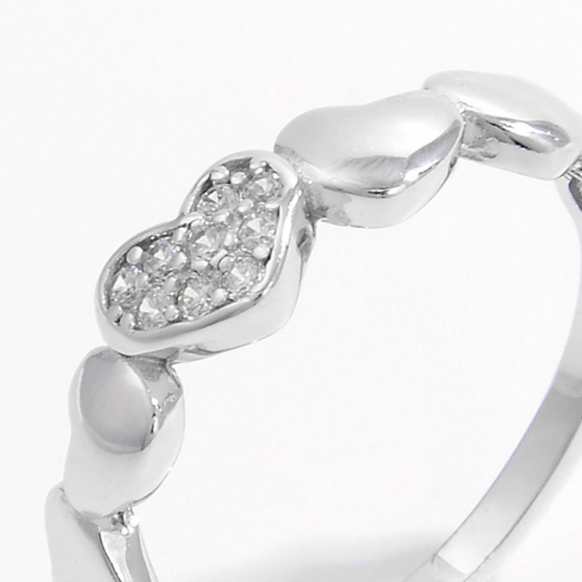 925 Sterling Silver Inlaid Zircon Heart Ring Platinum-plated Jewelry