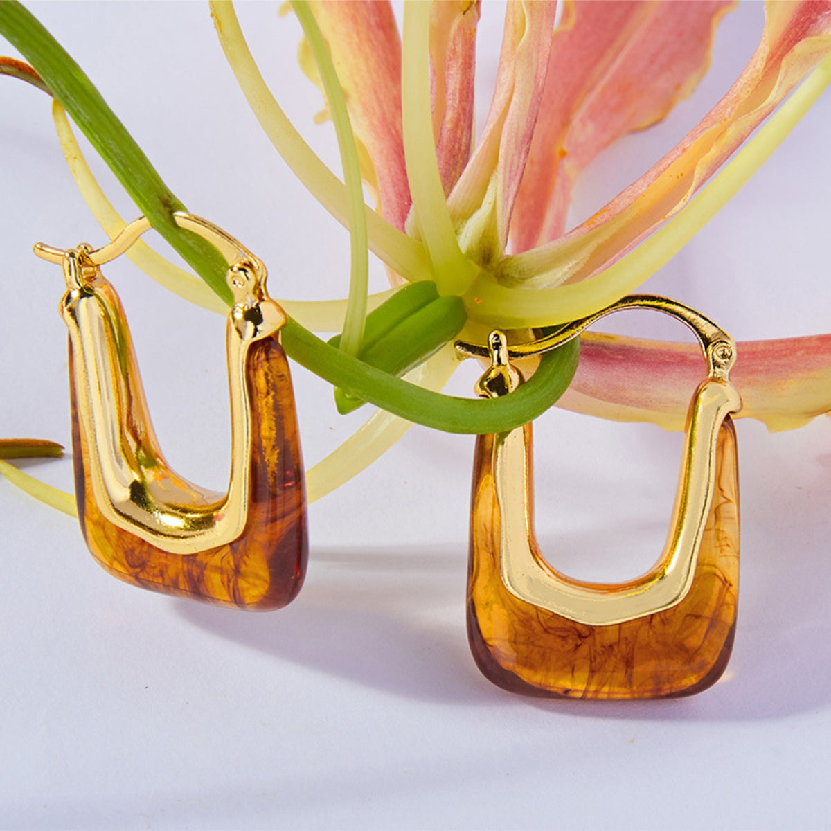 Shape Earrings Resin Copper