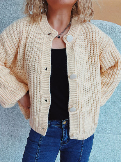 Button Up Long Sleeve Cardigan Trendsi