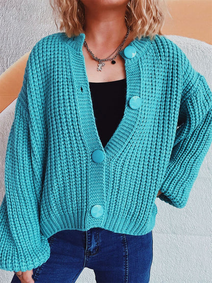 Button Up Long Sleeve Cardigan Trendsi