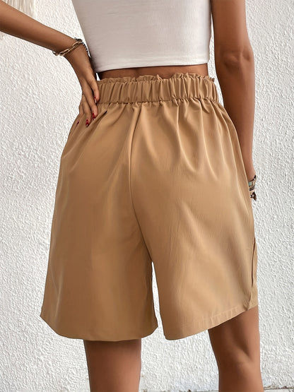 Pocketed Half Elastic Waist Shorts Trendsi