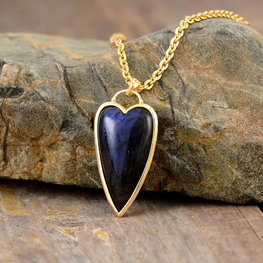 Copper Labradorite Heart Shape Necklace Trendsi