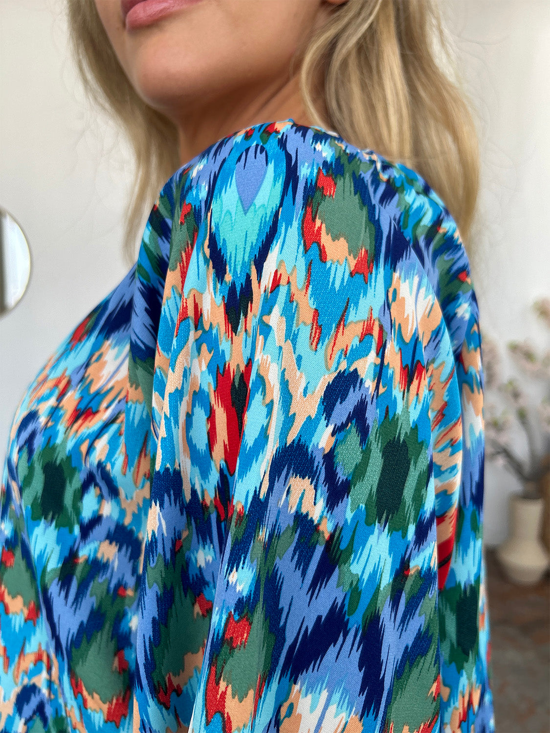 Double Take Full Size Printed Balloon Sleeve Blouse Trendsi