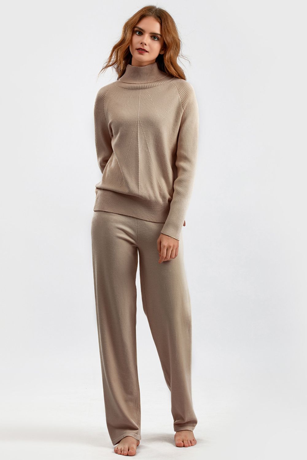 Basic Bae Turtleneck Raglan Sleeve Top and Pants Sweater Set Trendsi