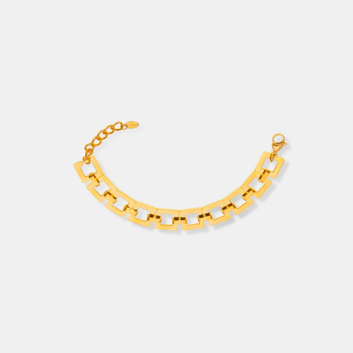 18K gold-plated titanium steel hollow square chain bracelet with extension chain.