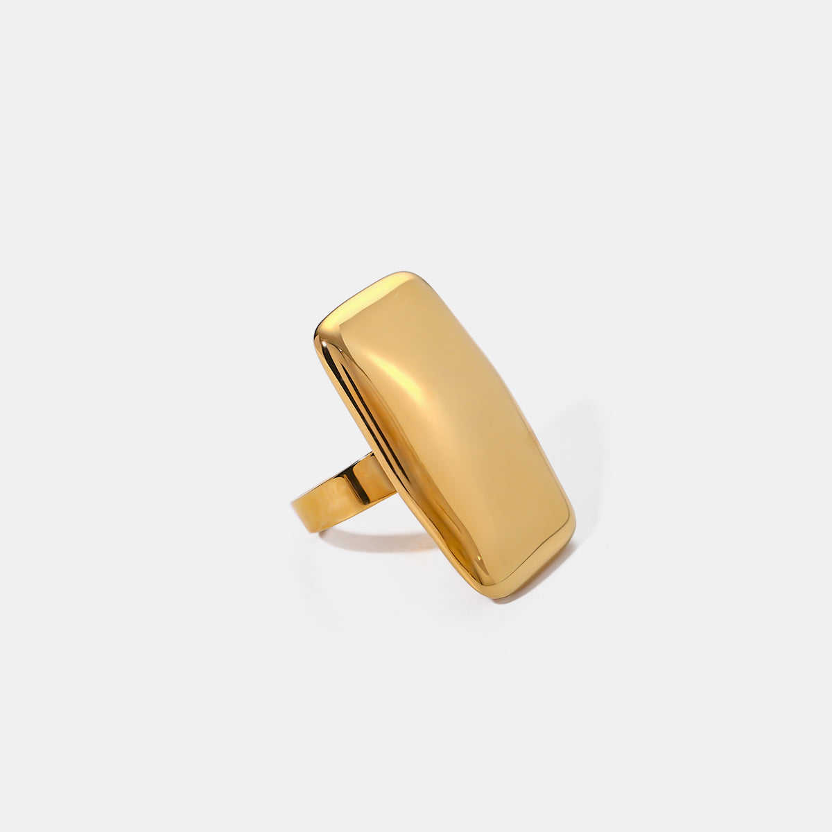 18K gold-plated stainless steel rectangle adjustable open ring.