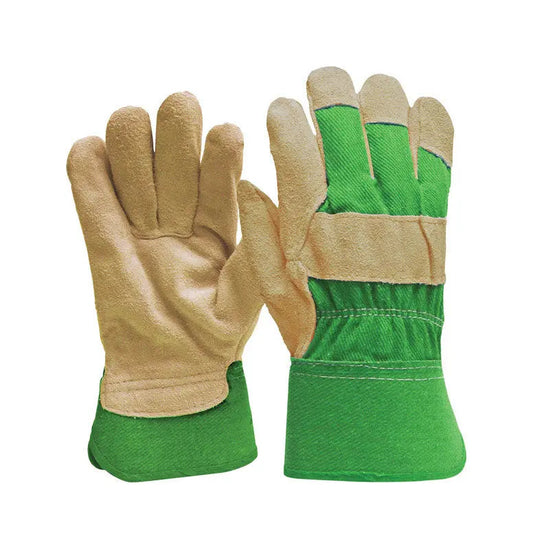 Digz 7503311 Womens Suede Cow Leather Gardening Gloves - Green Medium