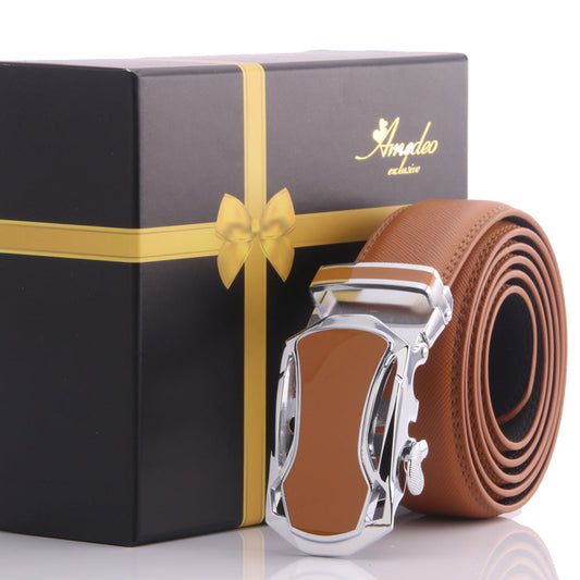 Men's Stainless Steel Tan Belt - Tan Buckle Belt Emerald Uranus