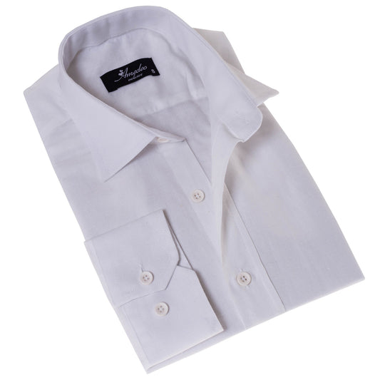 White Luxury Men's Tailor Fit Button Up European Made Linen Shirts Emerald Uranus