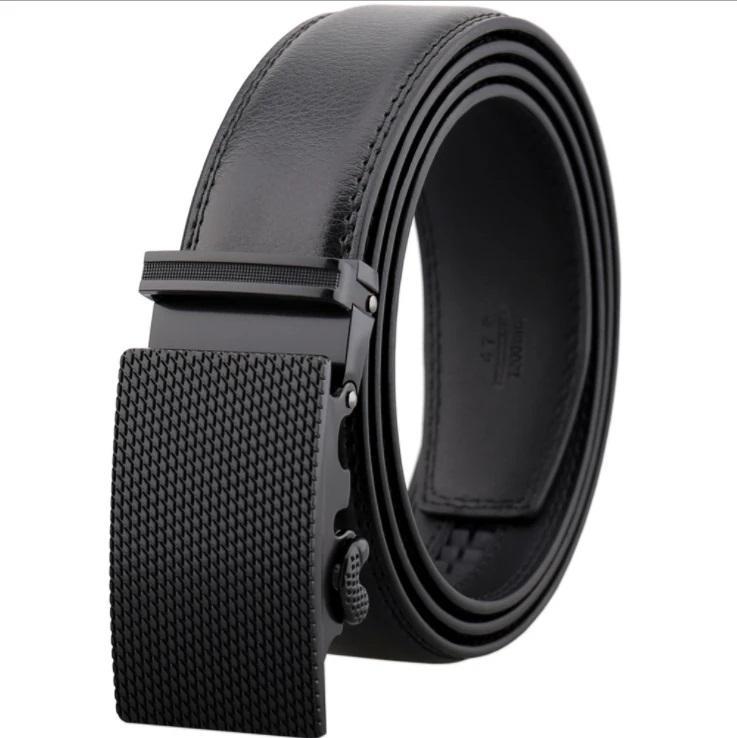 Black Belt & Buckle Leather Mens Adjustable Ratchet Slide Buckle Belt Emerald Uranus