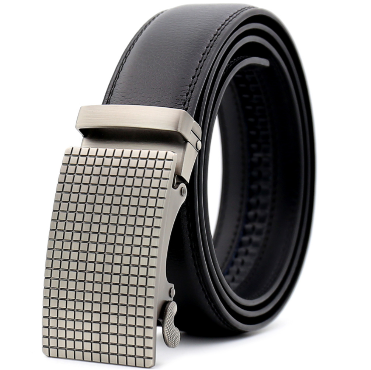 Black Belt Silver Checkered Buckle Mens Adjustable Ratchet Slide Emerald Uranus