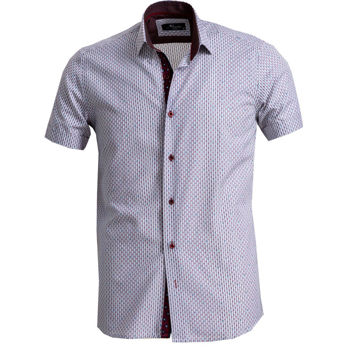 Mens Short Sleeve Button up Shirts - Tailored Slim Fit Cotton Dress Emerald Uranus