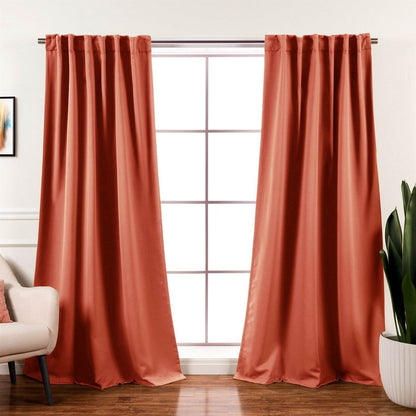 52 x 84 inch Solid Orange Apricot Thermal Blackout Curtain Panels - Yellow Crius