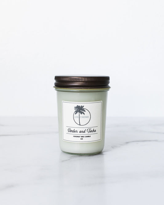 Amber + Tonka Scent Coconut Wax Candle Mint Green Leto