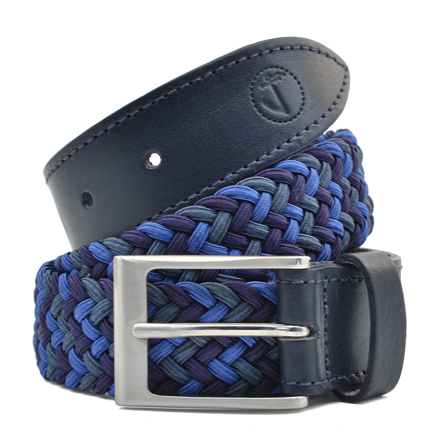 Elastic Braided Fabric and Leather Belt Ionian Amethyst Hestia