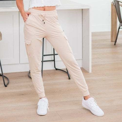 Ultra Soft Joggers with Cargo Pocket, Small-XL Sizes Mauve Rhea