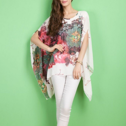 Womens Peony Batwing Chiffon Top Yellow Pandora