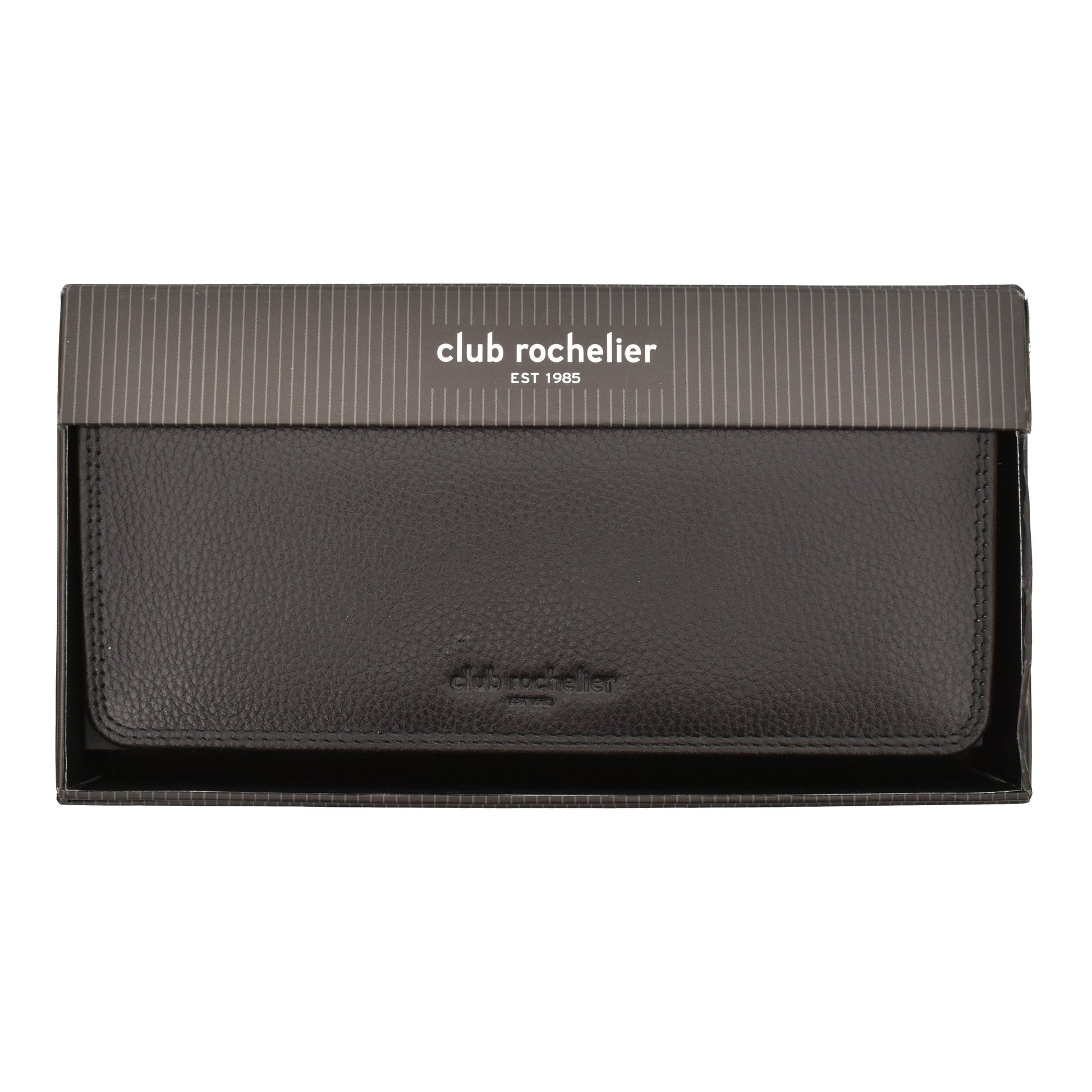 Ladies Clutch Wallet with Checkbook and Gusset - Black Genuine Leather