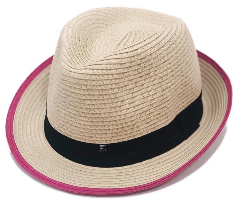 Pink Rim Natural Fedora Hat Violet Medea