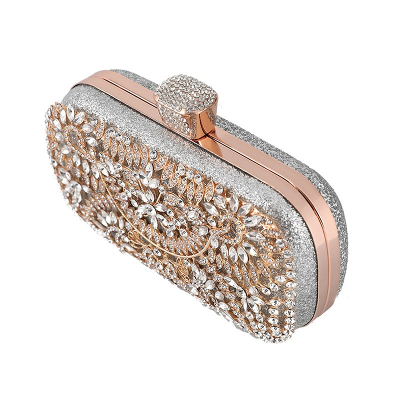 Diamond Evening Clutch Bag For Women Wedding Golden Clutch Purse Chain Lavender Coco