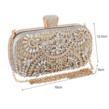 Diamond Evening Clutch Bag For Women Wedding Golden Clutch Purse Chain Lavender Coco