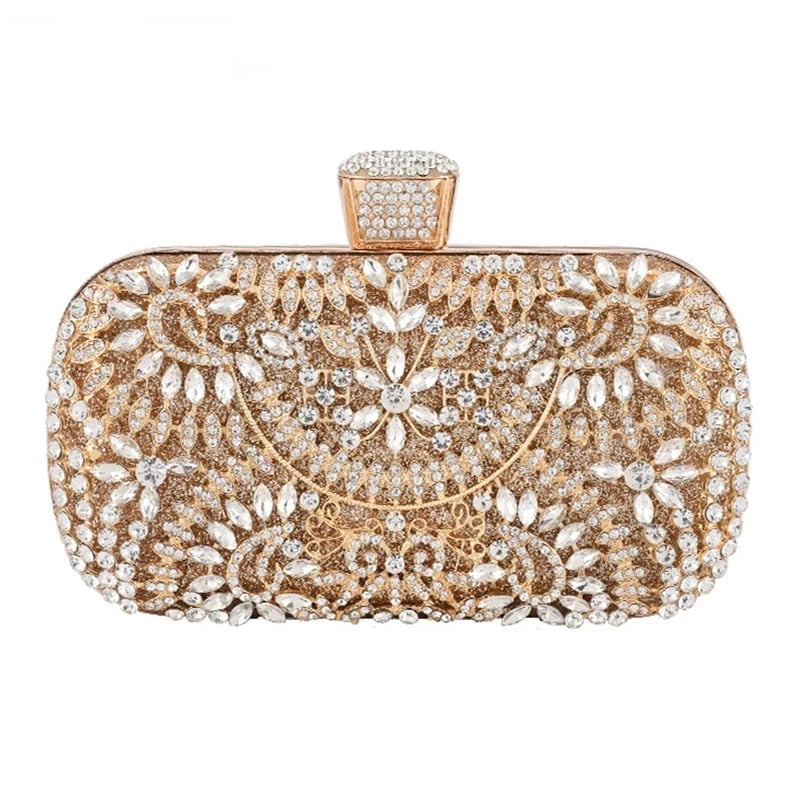 Diamond Evening Clutch Bag For Women Wedding Golden Clutch Purse Chain Lavender Coco