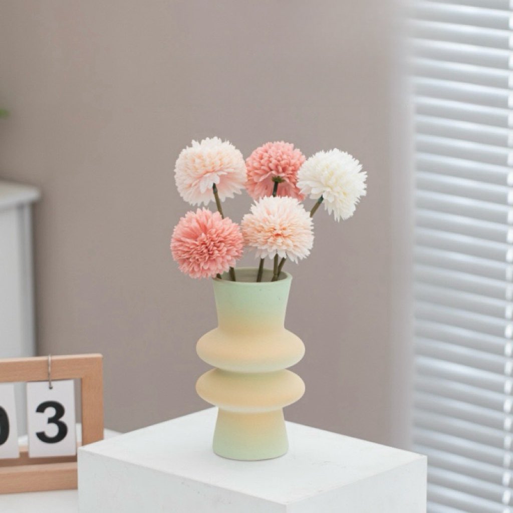 Handmade Ceramic Gradient Vase, Dopamine Geometric Matte Flower Inspecial Home