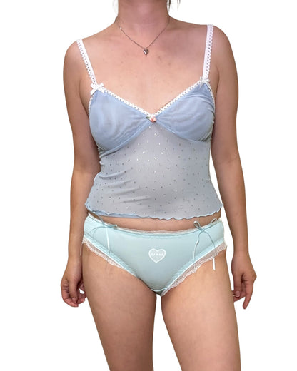 Blue Crystal rose camitop panty set Salmon Misty