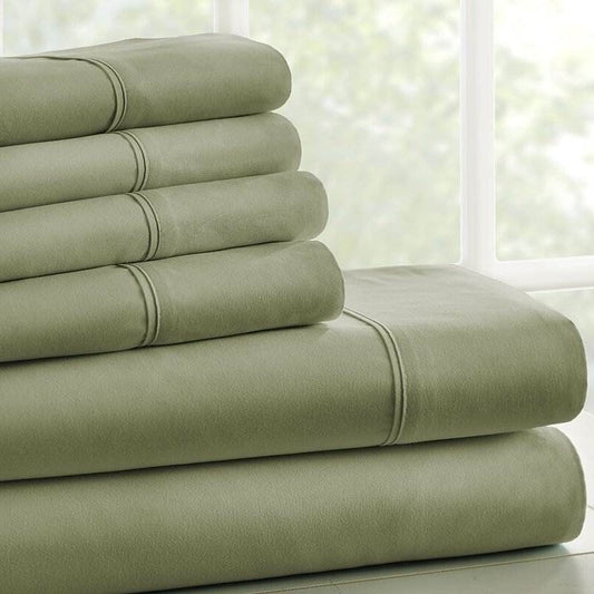 Full Size Sage 6 PCS Soft Wrinkle Resistant Microfiber/Polyester Sheet Yellow Crius