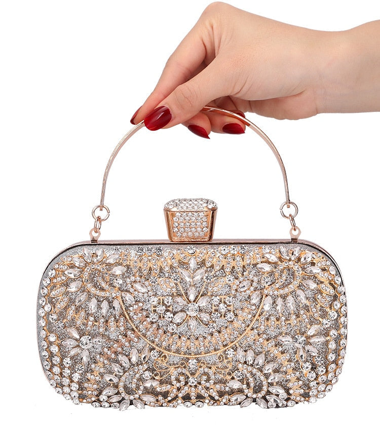 Diamond Evening Clutch Bag For Women Wedding Golden Clutch Purse Chain Lavender Coco