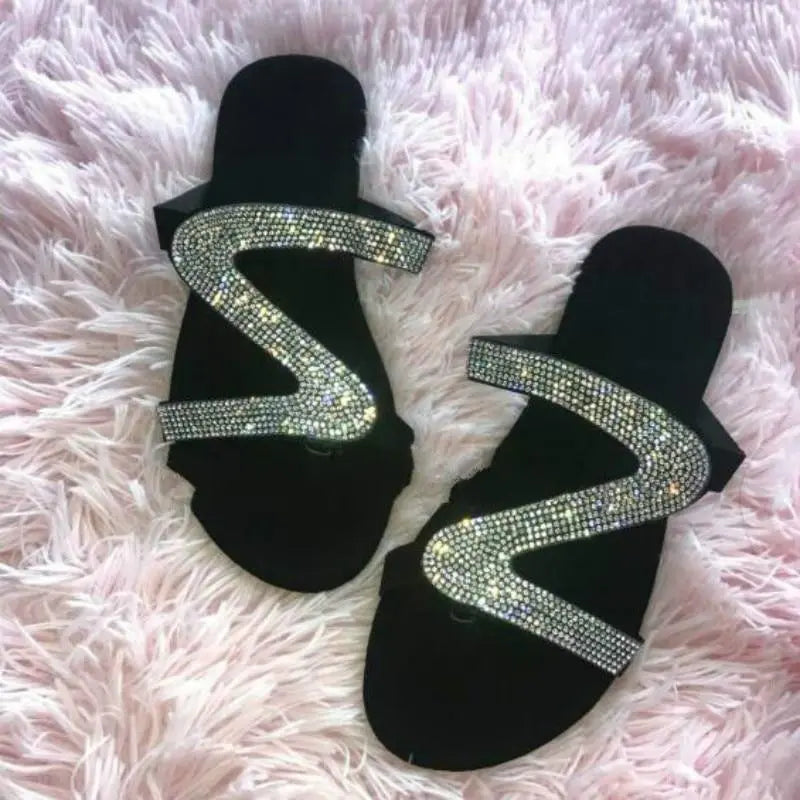 Bling Bling Slides Women's Slippers for Summer Beach.