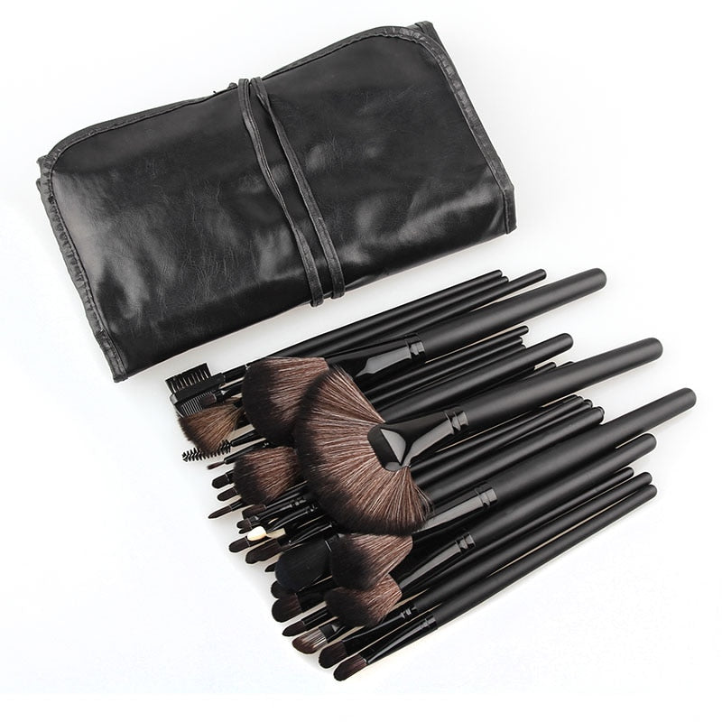 Professional 32pcs Black Makeup Brushes Set Powder Blusher Contour Maroon Asteria