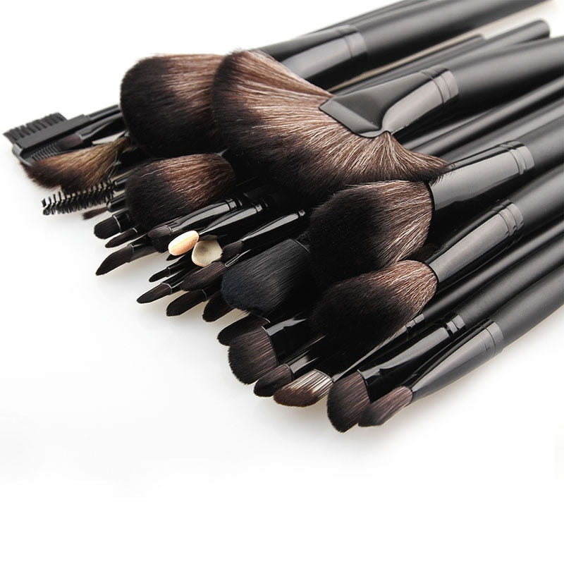 Professional 32pcs Black Makeup Brushes Set Powder Blusher Contour Maroon Asteria