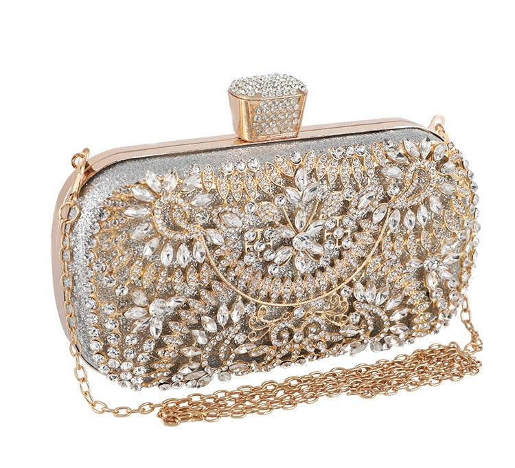 Diamond Evening Clutch Bag For Women Wedding Golden Clutch Purse Chain Lavender Coco