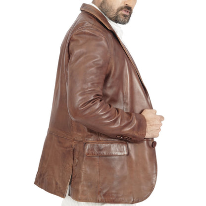 Blazer Harper Brown Leather Jacket Azure Metis