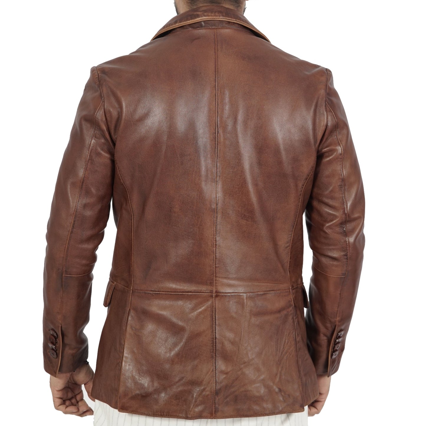 Blazer Harper Brown Leather Jacket Azure Metis