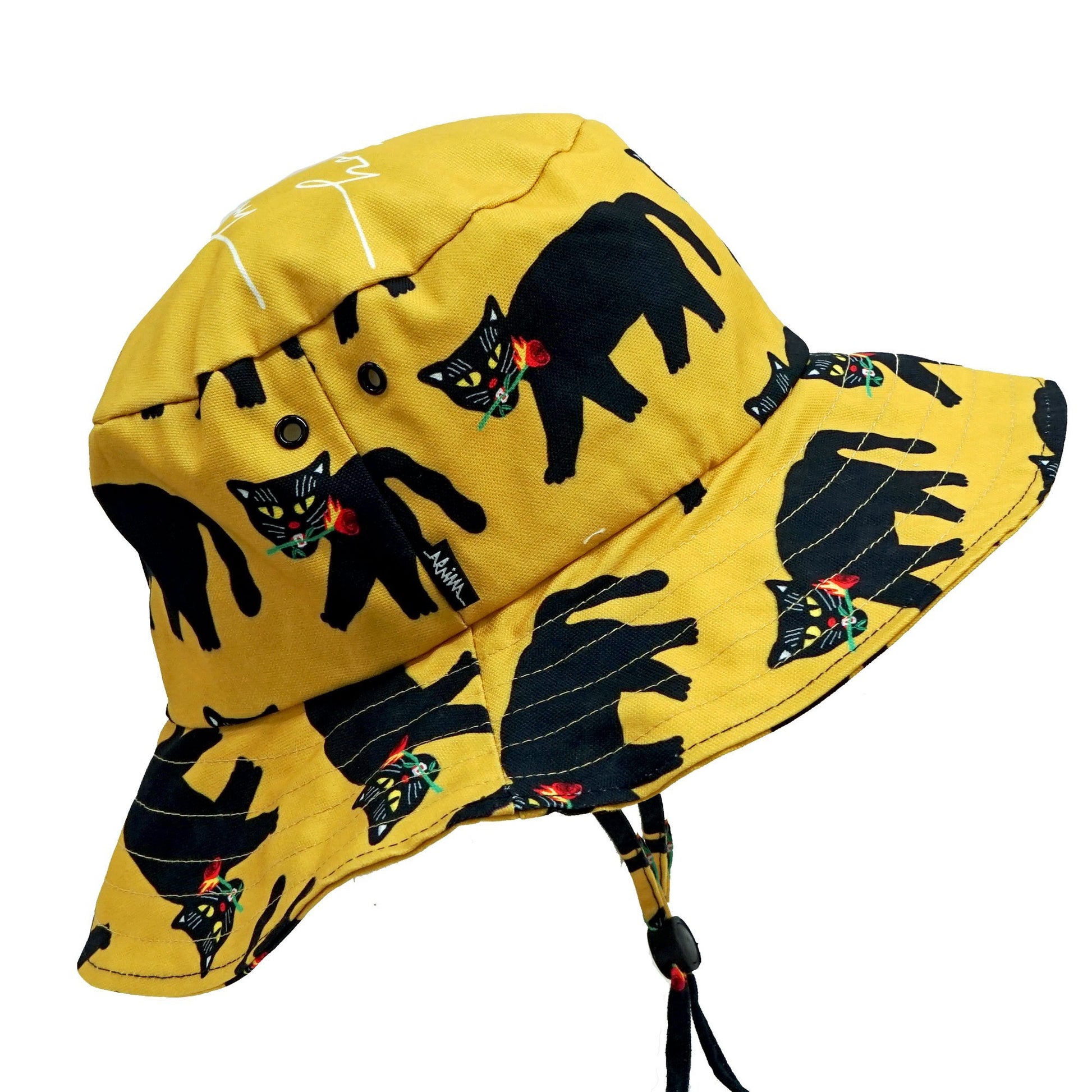 Fire Panther Yellow Wide Bucket Hat Orchid Daisy